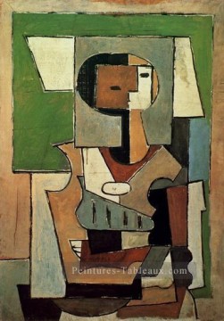 Composition avec personnage Femme aux bras croises 1920 Cubisme Peinture à l'huile